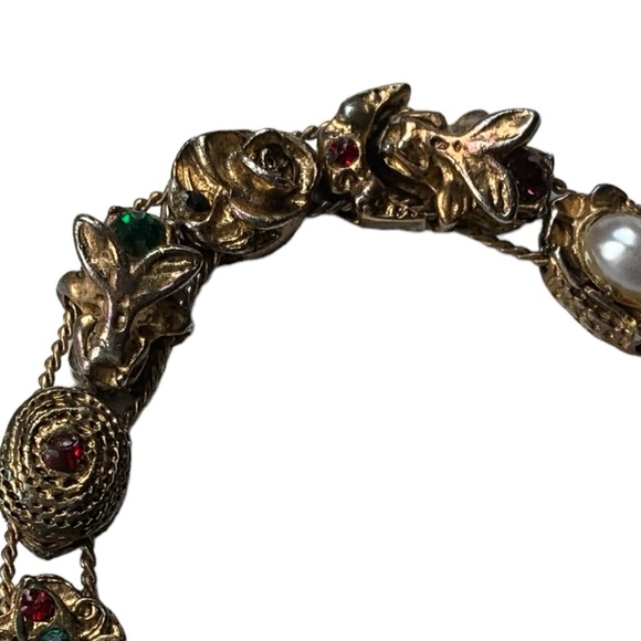 Vintage Victorian Revival Slide Charm Faux Pearl & Crystal Woman’s Bracelet - Picture 13 of 13